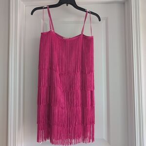 Impressions Pink Fringe Mini Dress